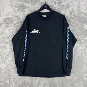 Vintage Hanes‎ Willow & Springs Illinois Grunge Long Sleeve T-Shirt Mens Large